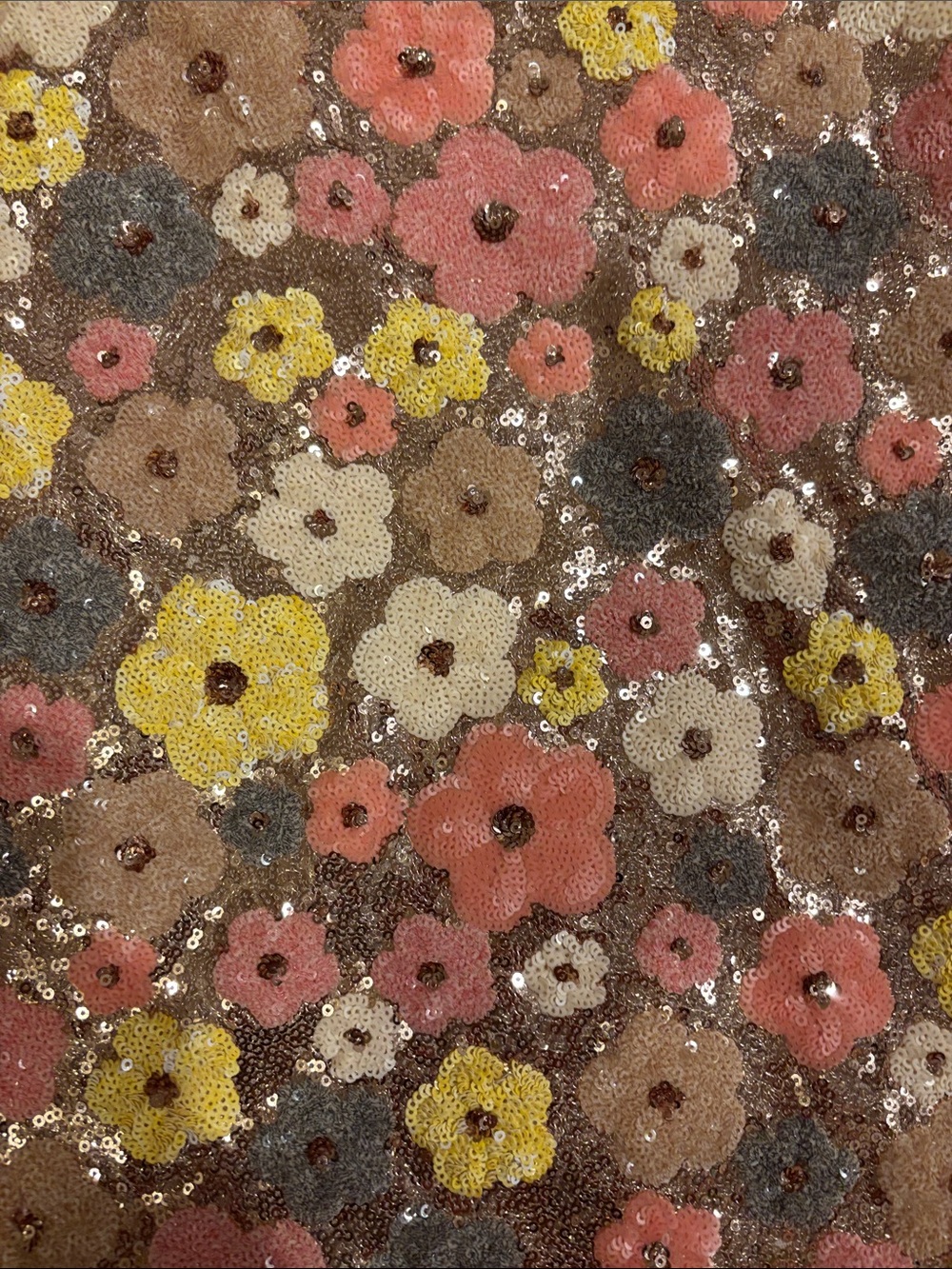 Floral Sequin Mini Dress - Pink, Yellow, Cream - Picture 2 of 2
